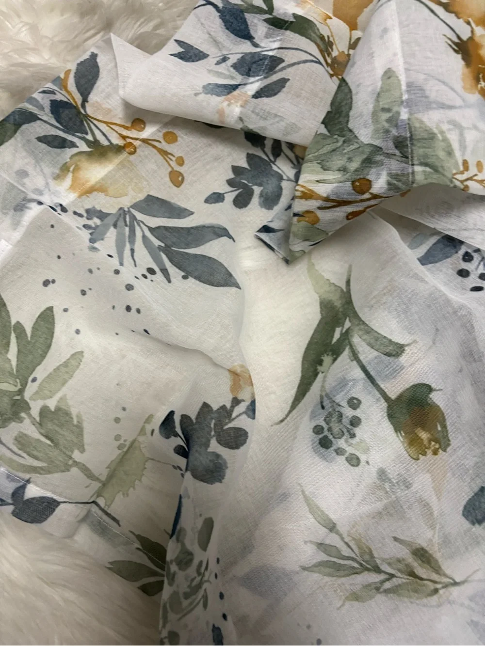 MYSKY HOME Floral Sheer Curtains - Yellow & Blue, 63